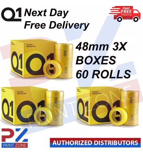 3X Q1 MASKING TAPE PREMIUM AUTOMOTIVE 48mm x 50mm - Next Day Free DELIVERY